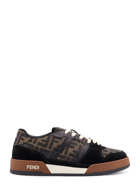 Fendi Match Ff Jacquard Fabric And Suede Sneakers