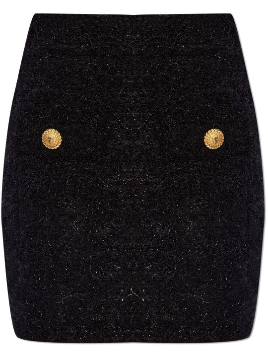 Buttoned Tweed Skirt