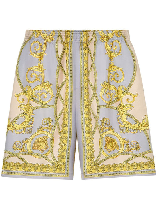 Barocco Print Silk Shorts