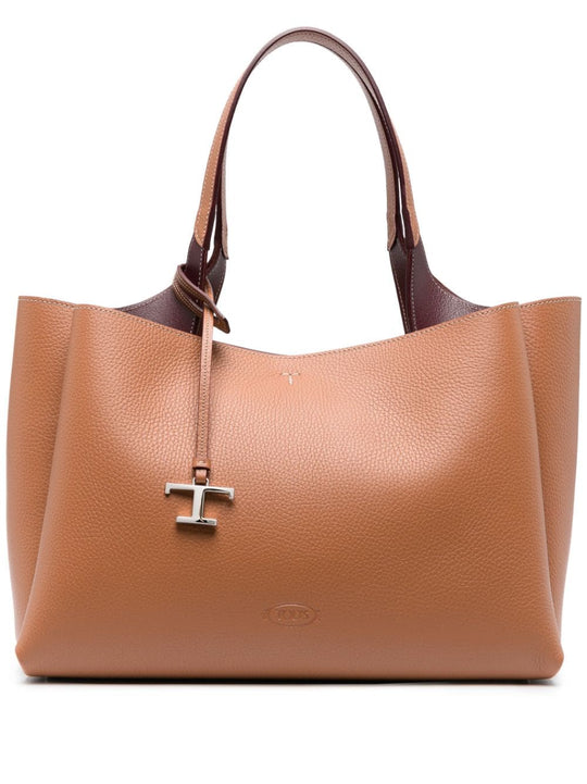 T Timeless Medium Leather Tote Bag