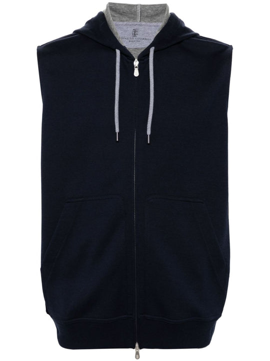 Cotton Blend Sleeveless Hooodie