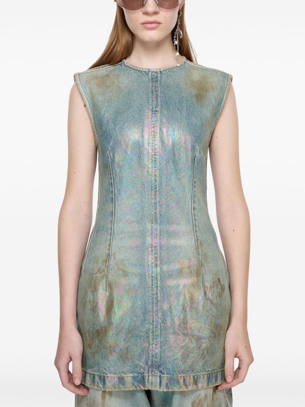 Acne Studios Coated Denim Dress - Mid Blue Acne Studios Coated Denim Dress - Mid Blue