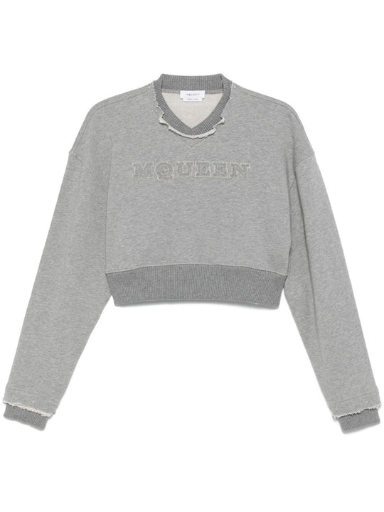 Logo Cotton Cropped Sweatshirt