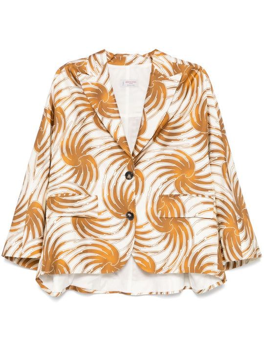 Printed Silk Caban Jacket