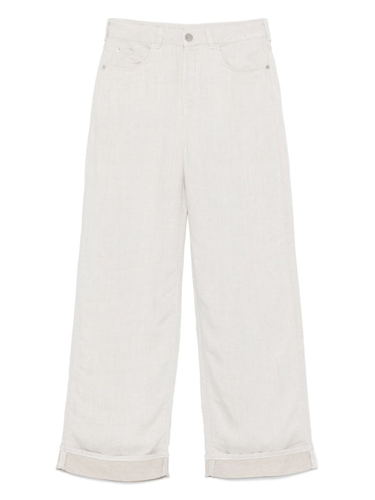 Linen Blend Wide-Leg Jeans