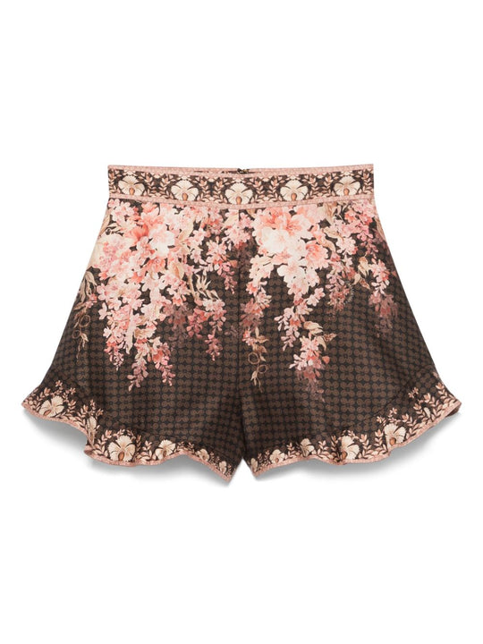 Printed Linen Blend Shorts