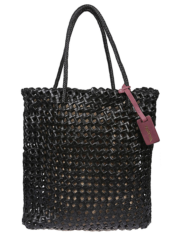 Trim Leather Tote Bag