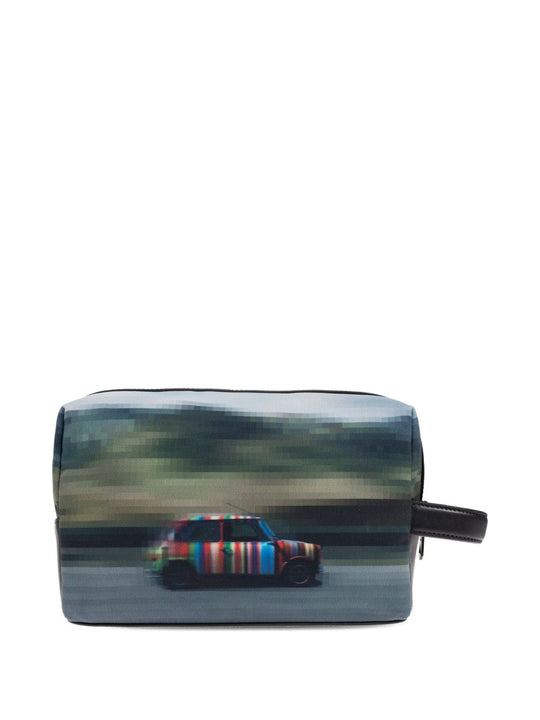 Printed Leather Wash Bag