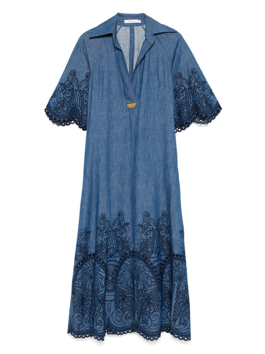 Coco Embroidered Denim Dress