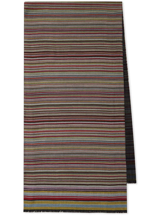 Signature Stripe Wool And Silk Scarf