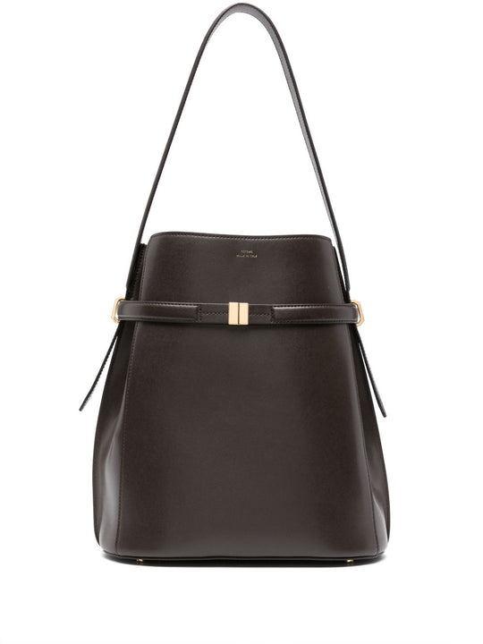 Leather Belted Bucket Bag