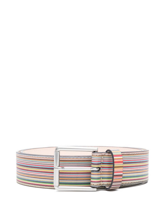 Striped Leather Belt