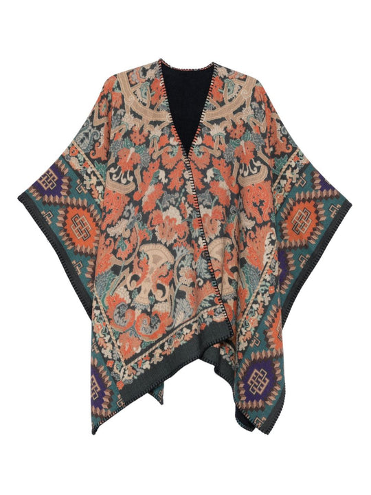 Wool Printed Poncho