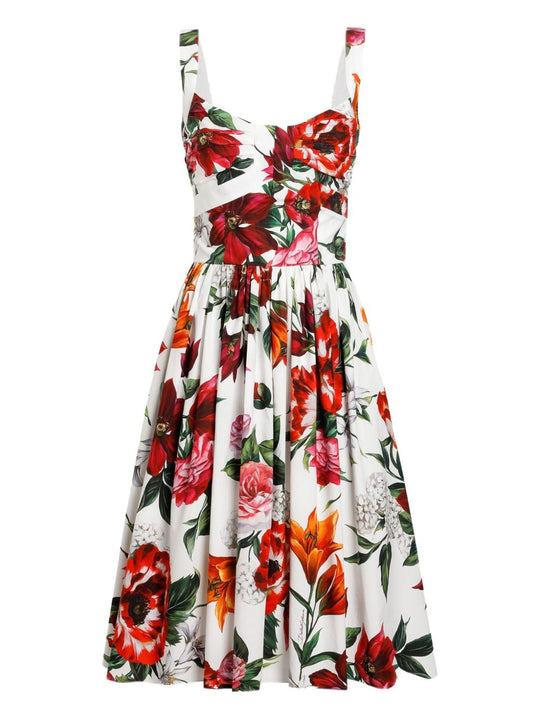 Anemoni Print Cotton Midi Dress