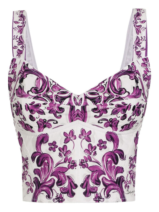 Maiolica Print Bustier Top