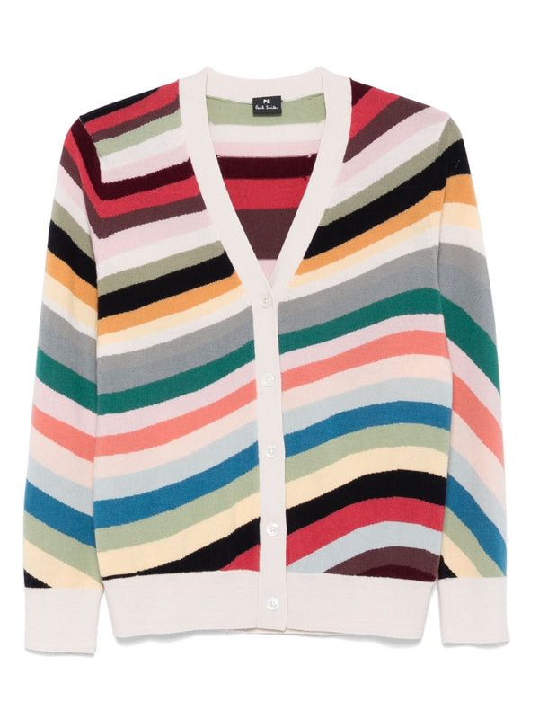 Cardigan en laine rayé