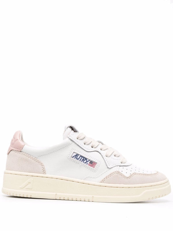 Medalist Low Sneakers In White And Powder Leather And Beige Suede