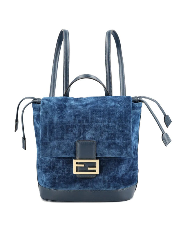 Flocked Ff Denim Backpack