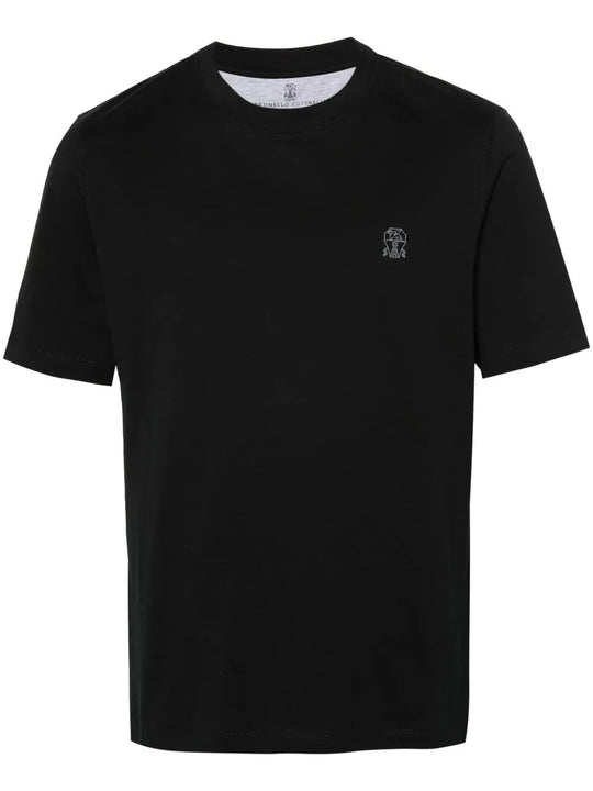Cotton Jersey Crew Neck T-Shirt With Logo