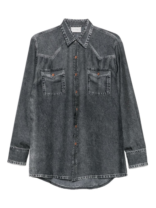 Denim Print Silk Shirt