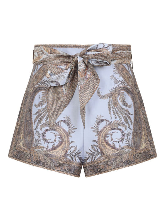 Silk And Cotton Printed Shorts
