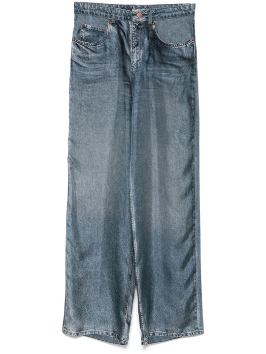 Denim Print Silk Trousers