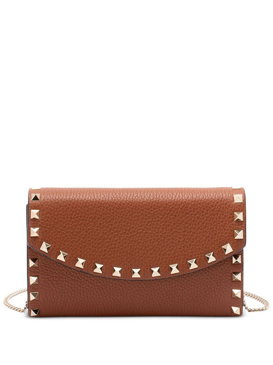 Rockstud Leather Wallet On Chain