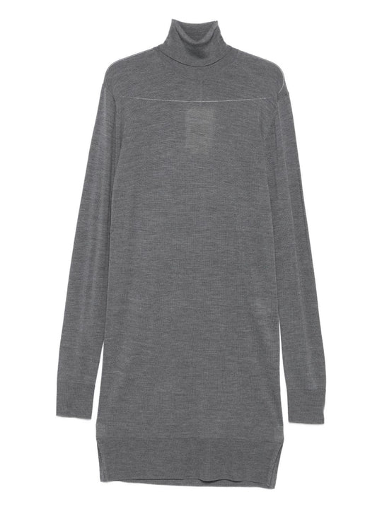 Wool Turtle-Neck Midi Dress