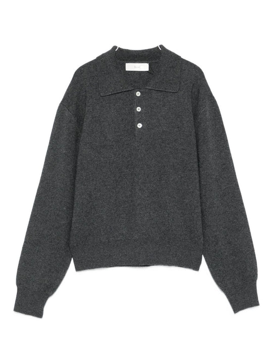 Wool Blend Polo Sweater