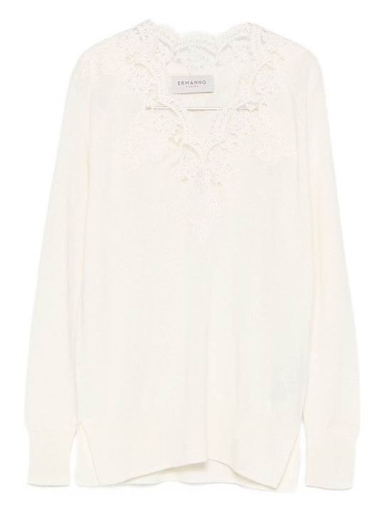 Embroidered V-Necked Sweater