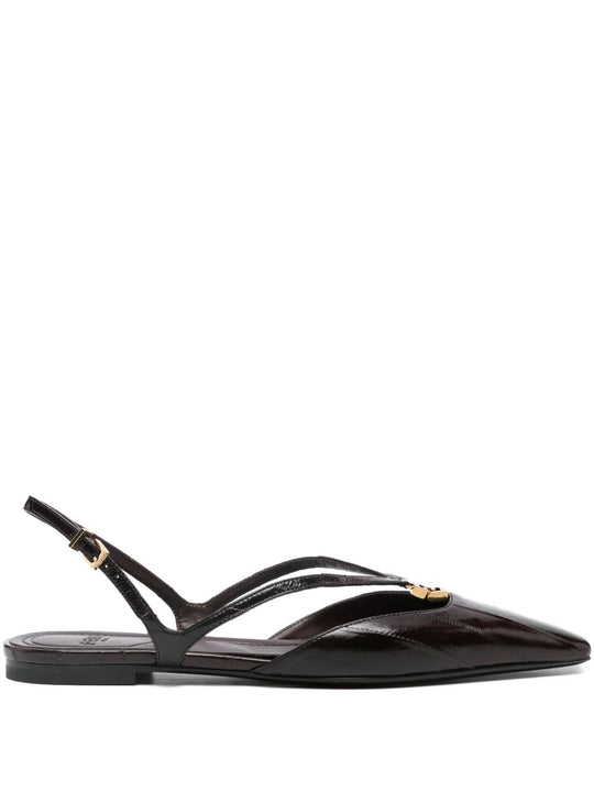 Fendi Ffolk Leather Slingback Ballets