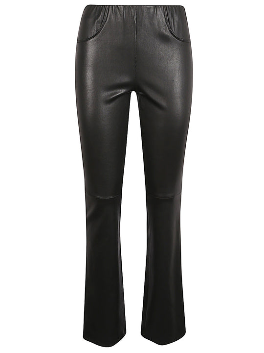 Leather Flared Leg Trousers