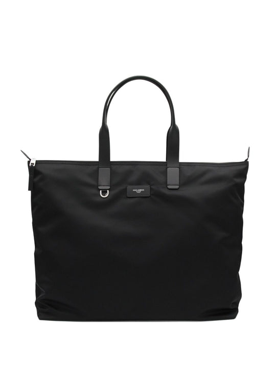 Adamo Nylon And Leather Tote Bag