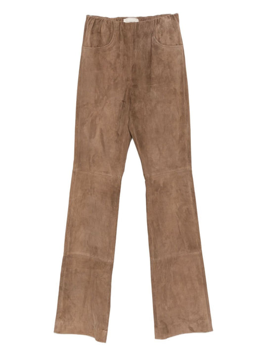 Leather Flared Leg Trousers