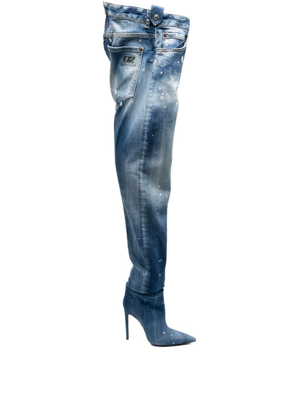 Denim Heel Boots
