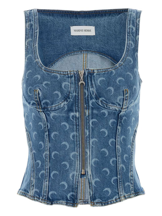Moon Denim Bustier Top