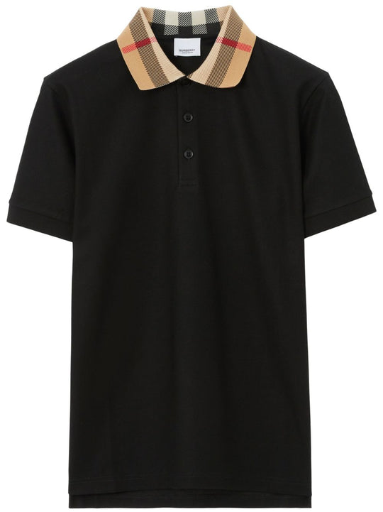 Check Collar Cotton Polo Shirt