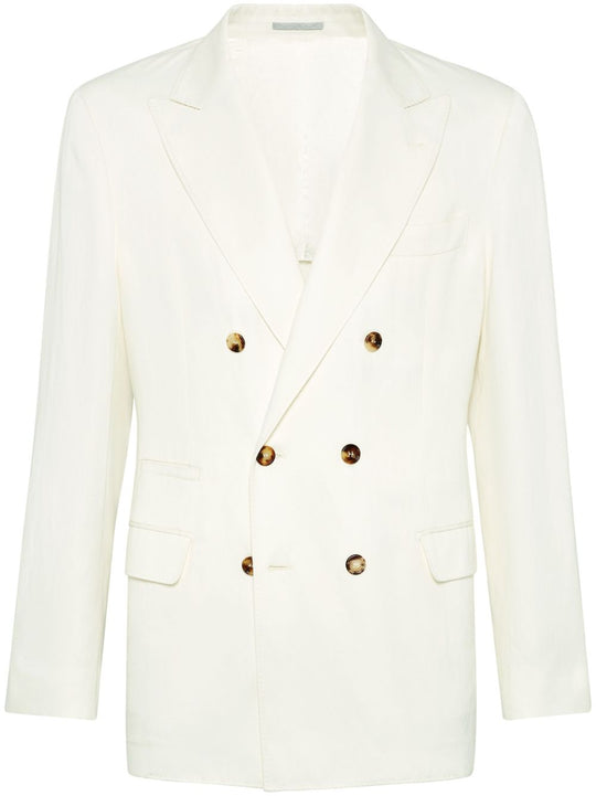 Linen Blend Double-Breasted Jacket