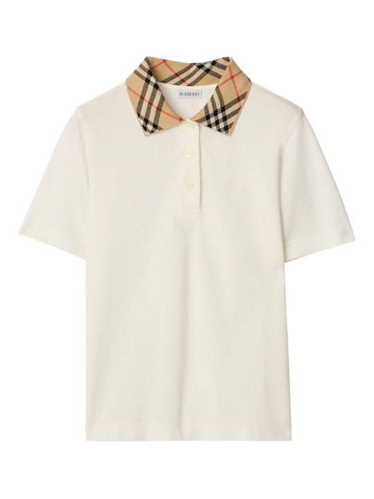 Check Collar Cotton Polo Shirt