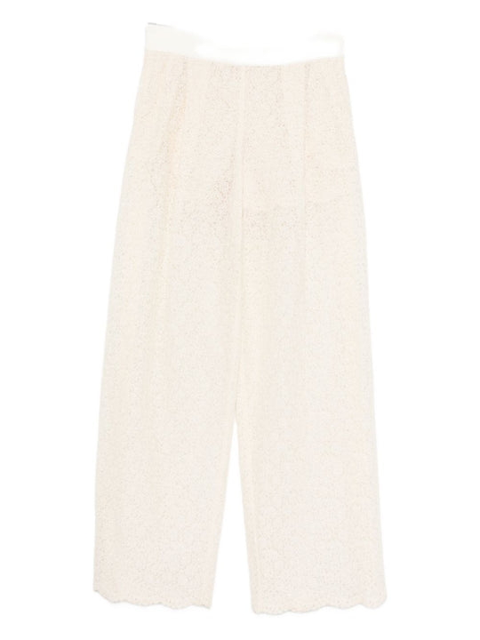 Embroidered Wide-Leg Trousers