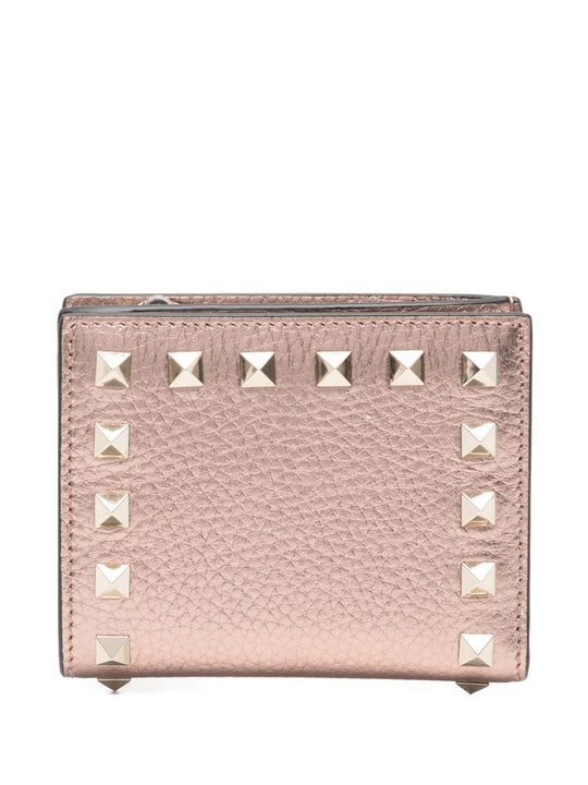 Rockstud Leather Flap Wallet