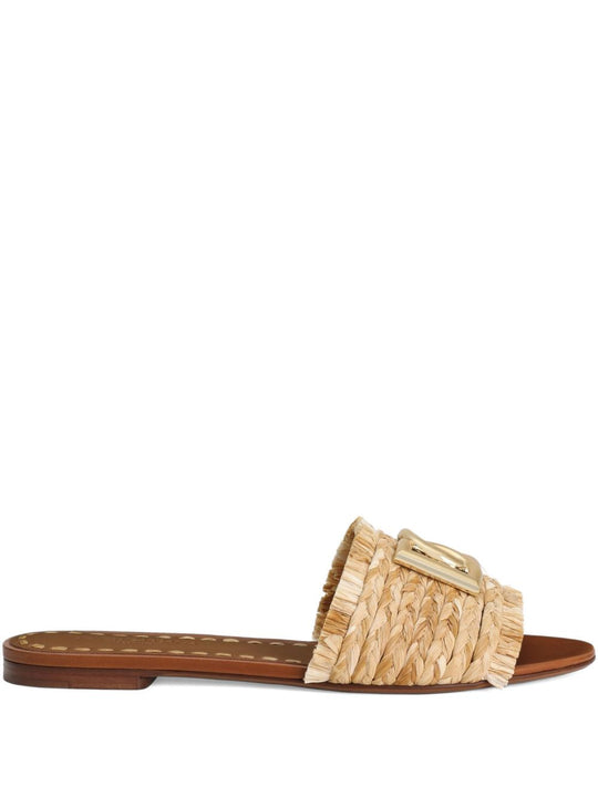 Dg Logo Rafia Flat Sandals