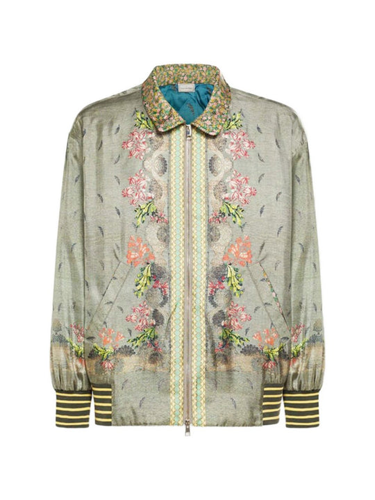 Printed Silk Bomber Jacket