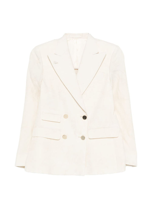 Linen Blend Double-Breasted Jacket