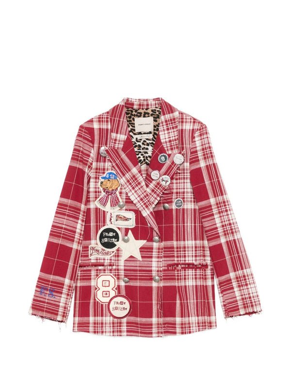 Veste croisée à carreaux