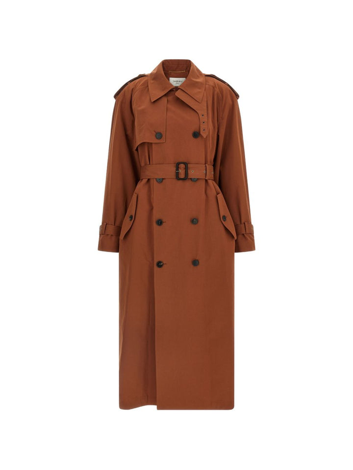 Saint Laurent Coats - BROWN | e587a387909a42420195095374e91caa4ab3c31f
