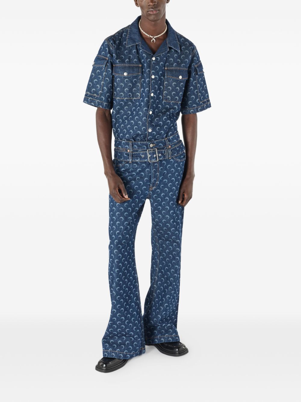 Marine Serre Shirts - Blu e verdi | e1cbfe5d261389e87b50f5e45b1a1b4ac54b924f