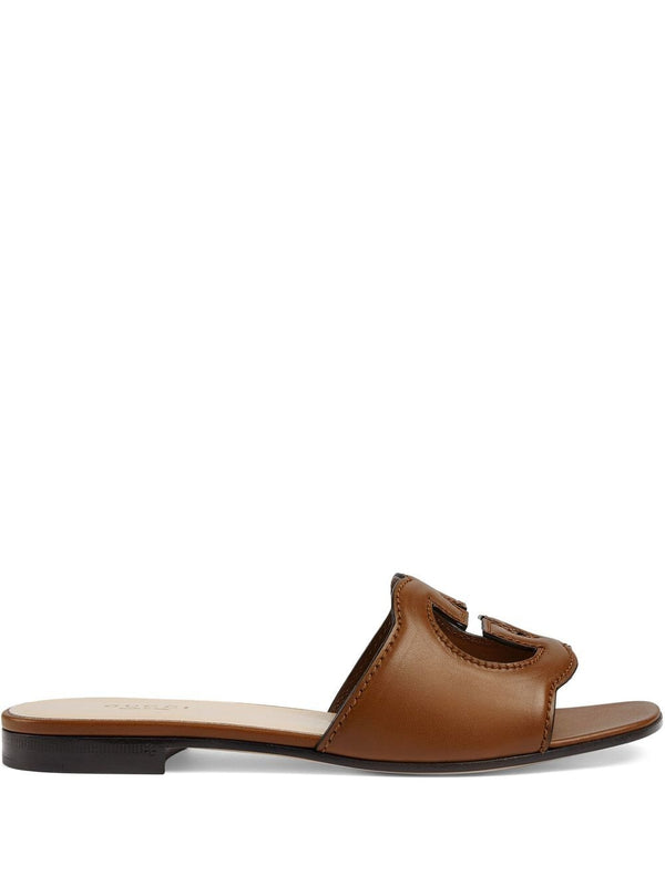 Gucci Cut Leather Flat Sandals
