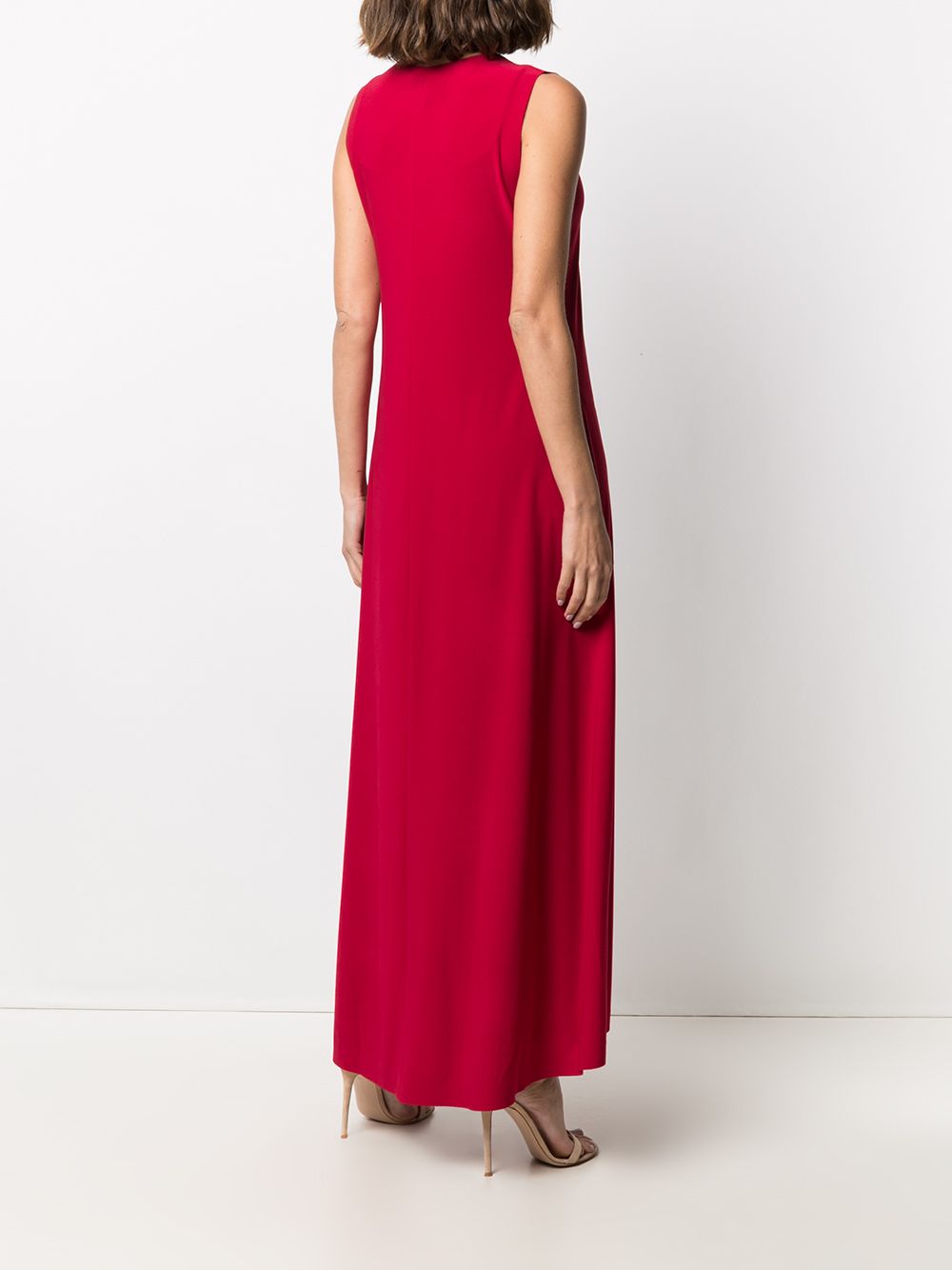norma kamali dress red Norma Kamali Sleeveless Long Swing Dress