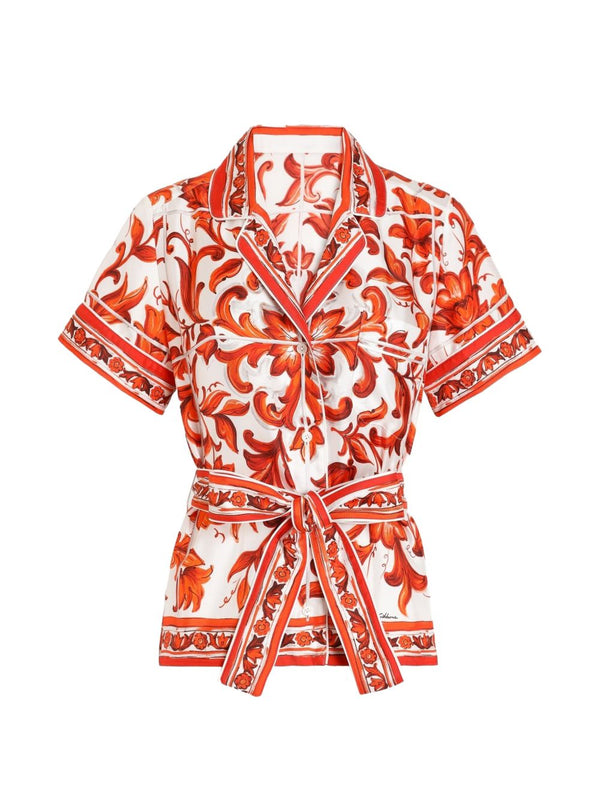 Maiolica Print Silk Shirt